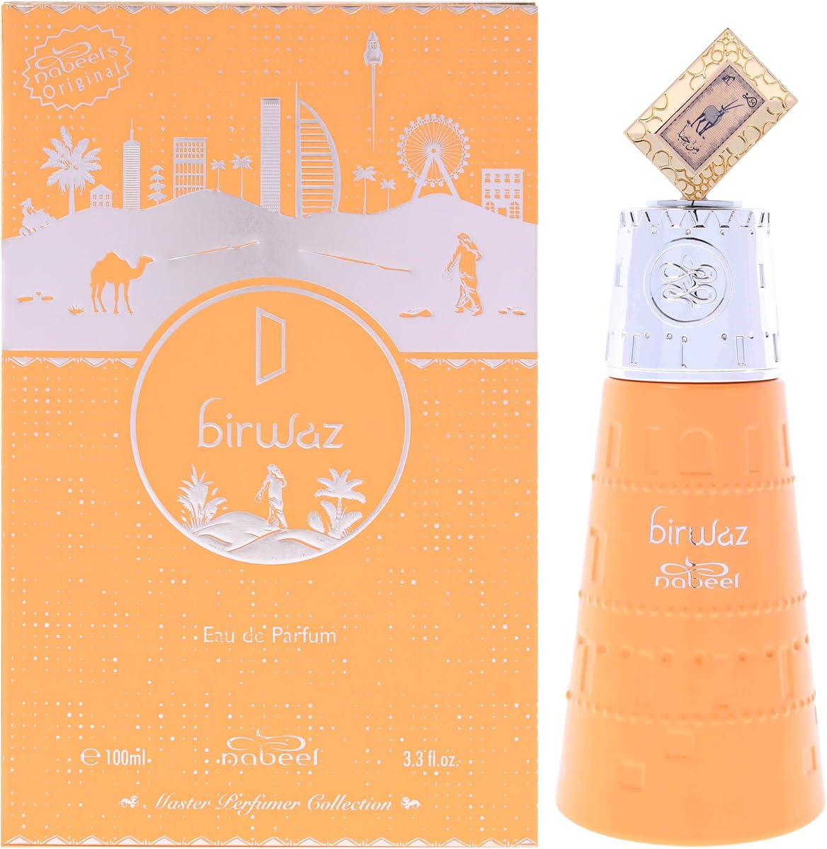 Nabeel Master Perfumer Collection - Birwaz - Colonia árabe para hombres - Eau de Parfum de larga duración con aroma a jazmín sambac, nardo y sándalo - Perfume árabe - Tamaño de viaje - Spray EDP de 3.3 oz