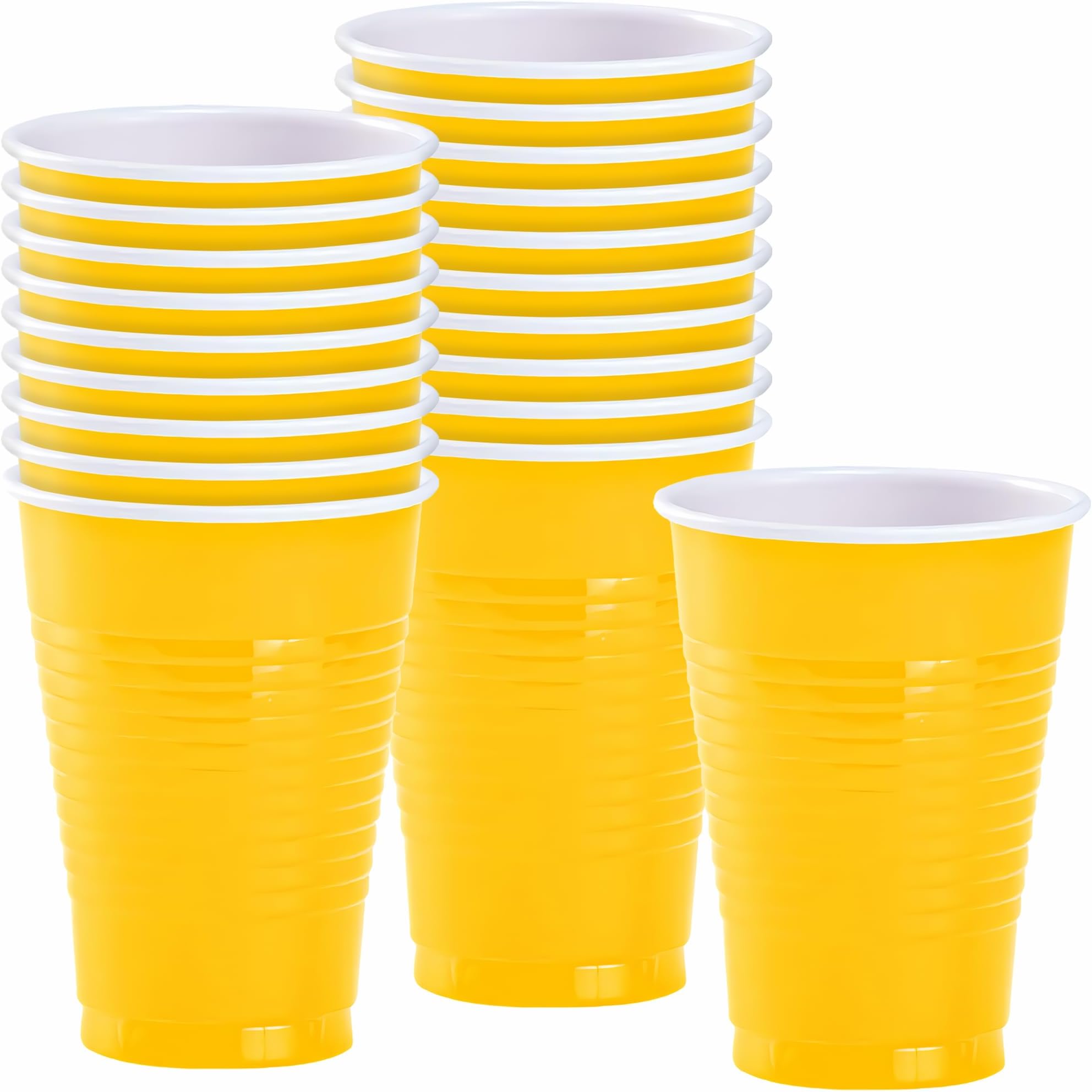 Sunshine Yellow Solid Color Plastic Party Cup (12 Oz.) 20 Count - Premium Quality, Heavy-Duty Plastic, Perfect for Events, Celebrations & Everyday Use