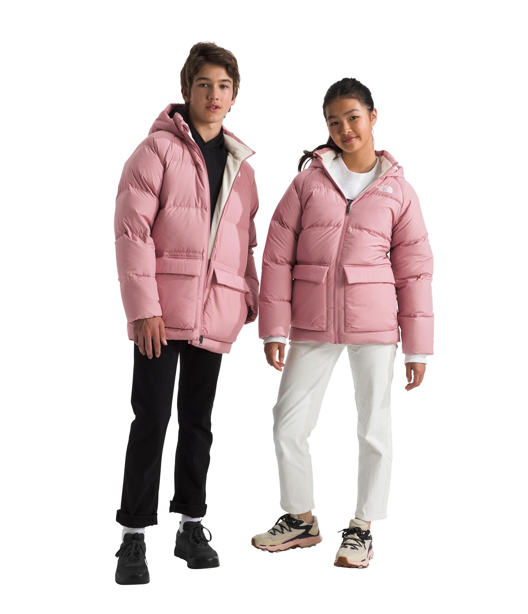THE NORTH FACE Kids' North Down Fleece-Lined Short Parka | 600 Fill Recycled Waterfowl Down Insulated, Water Repellent