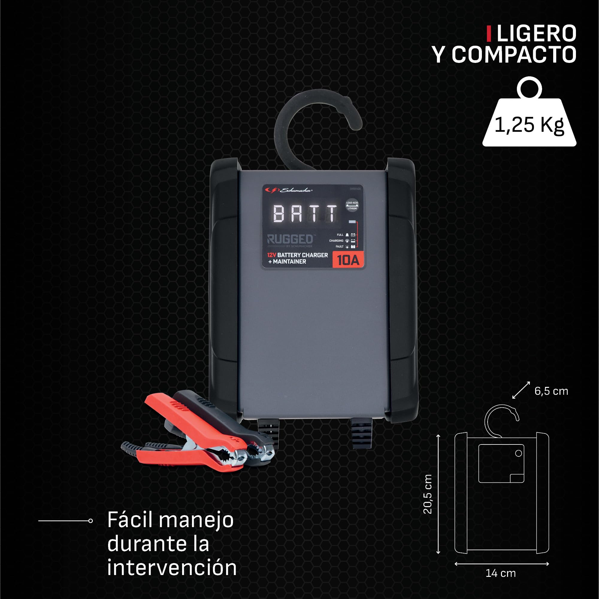 Schumacher Electric SPX460-10A Cargador Batería Coche 12V - Carga Inteligente - AGM, Estándar, Gel, Calcio, Start&Stop, Litio (LiFePo4)