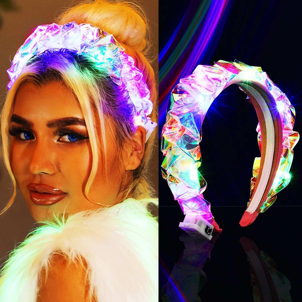 Zoestar Light Up Headband LED Headbands Glowing Rave Costume Hair Accessories for Women