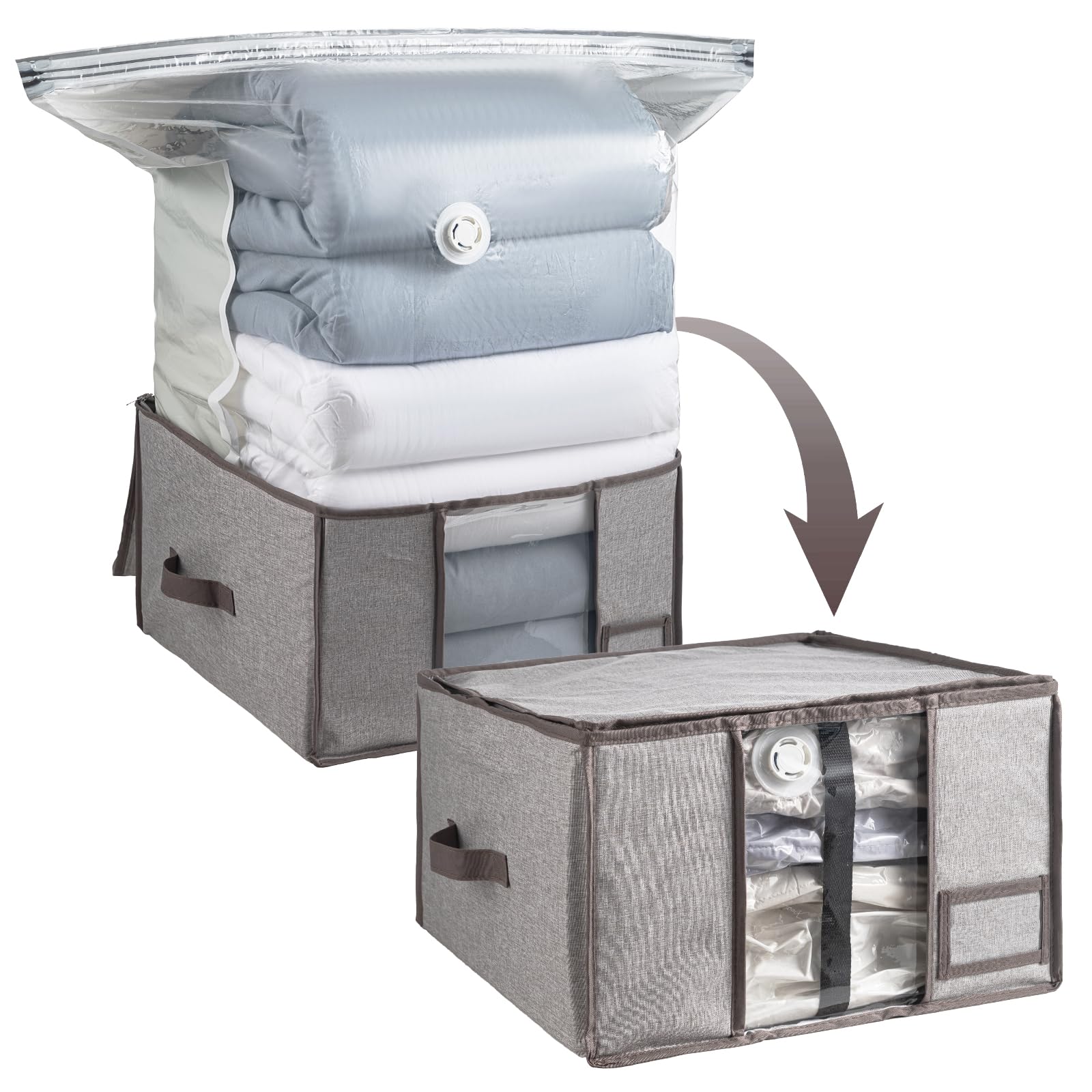 Amazon｜CLEVHOM 圧縮袋 圧縮ボックス 布団収納ケース 衣類圧縮 羽毛