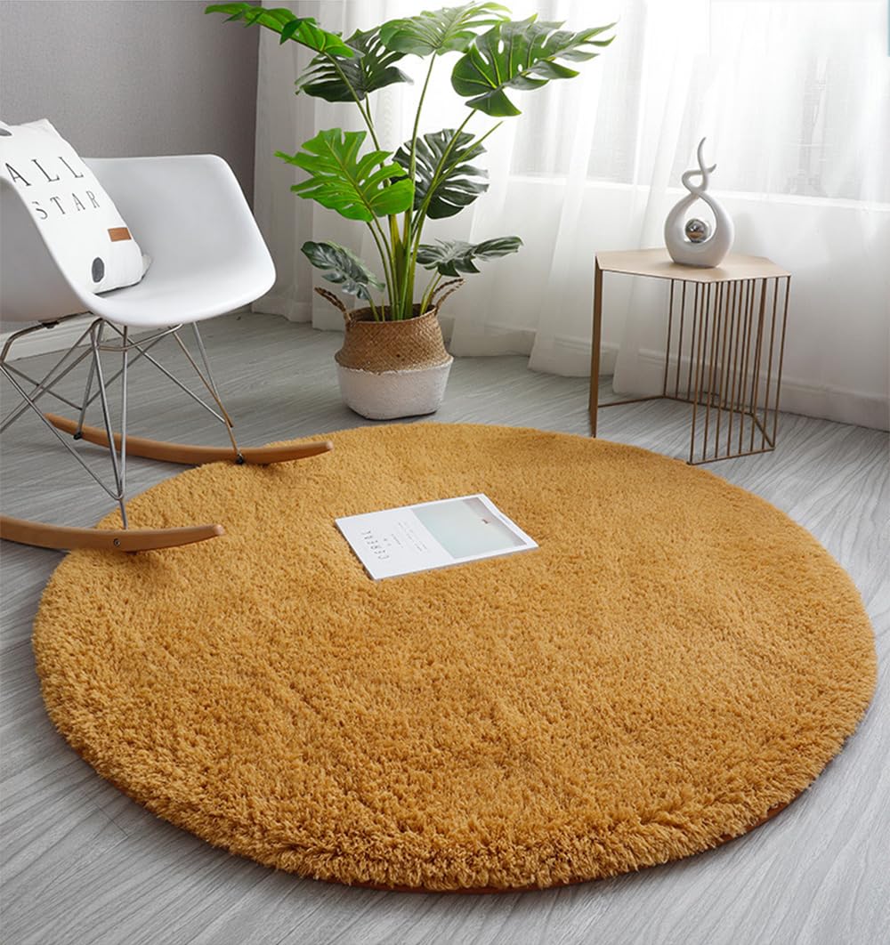 Grand tapis de salon rond pour réchauffer l'ambiance de la chambre