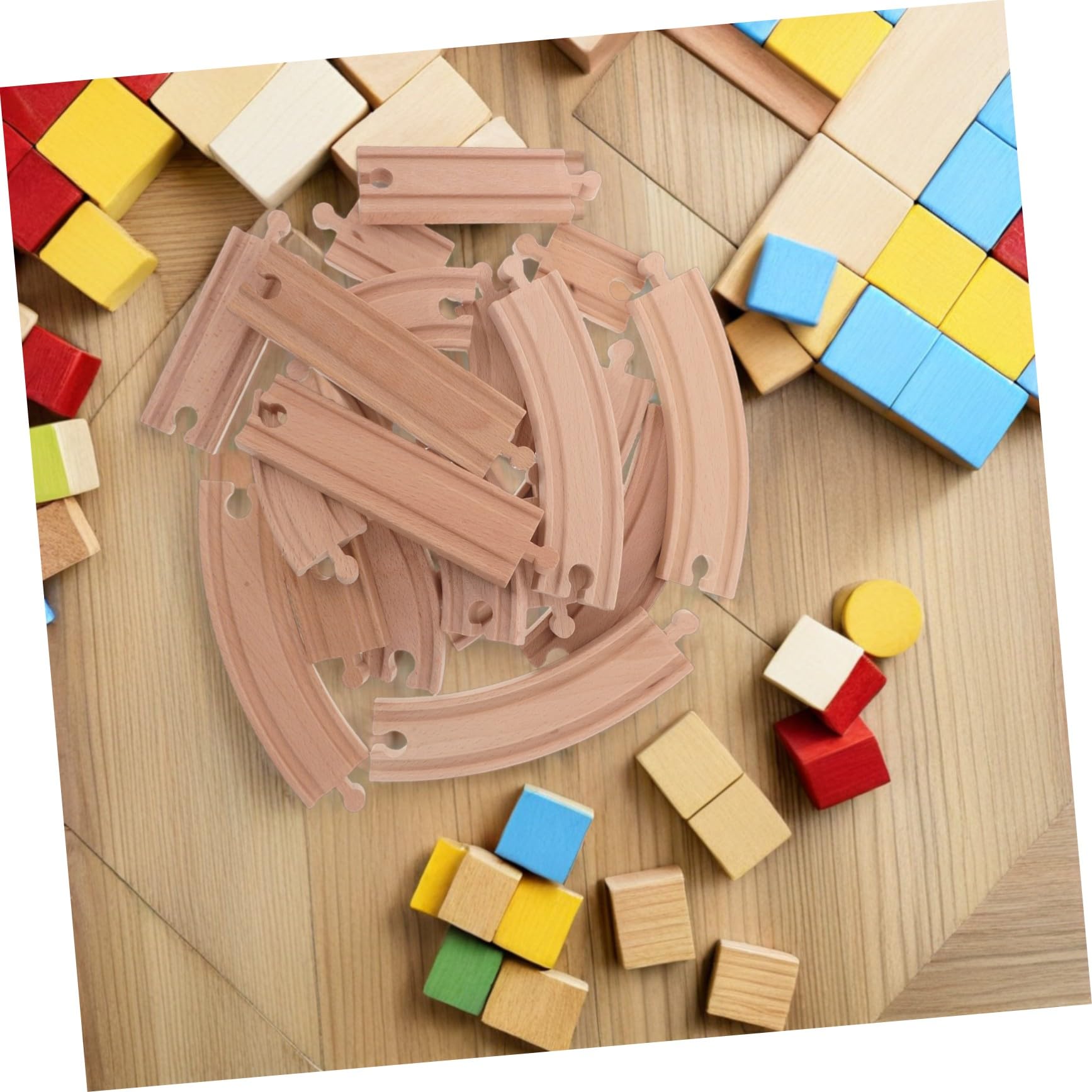 SUPVOX Espansione Binari Treno in Legno Gancio a Croce Binari Curvi e Dritti Accessori di Gioco per Trenini in Legno Compatibili con Treni