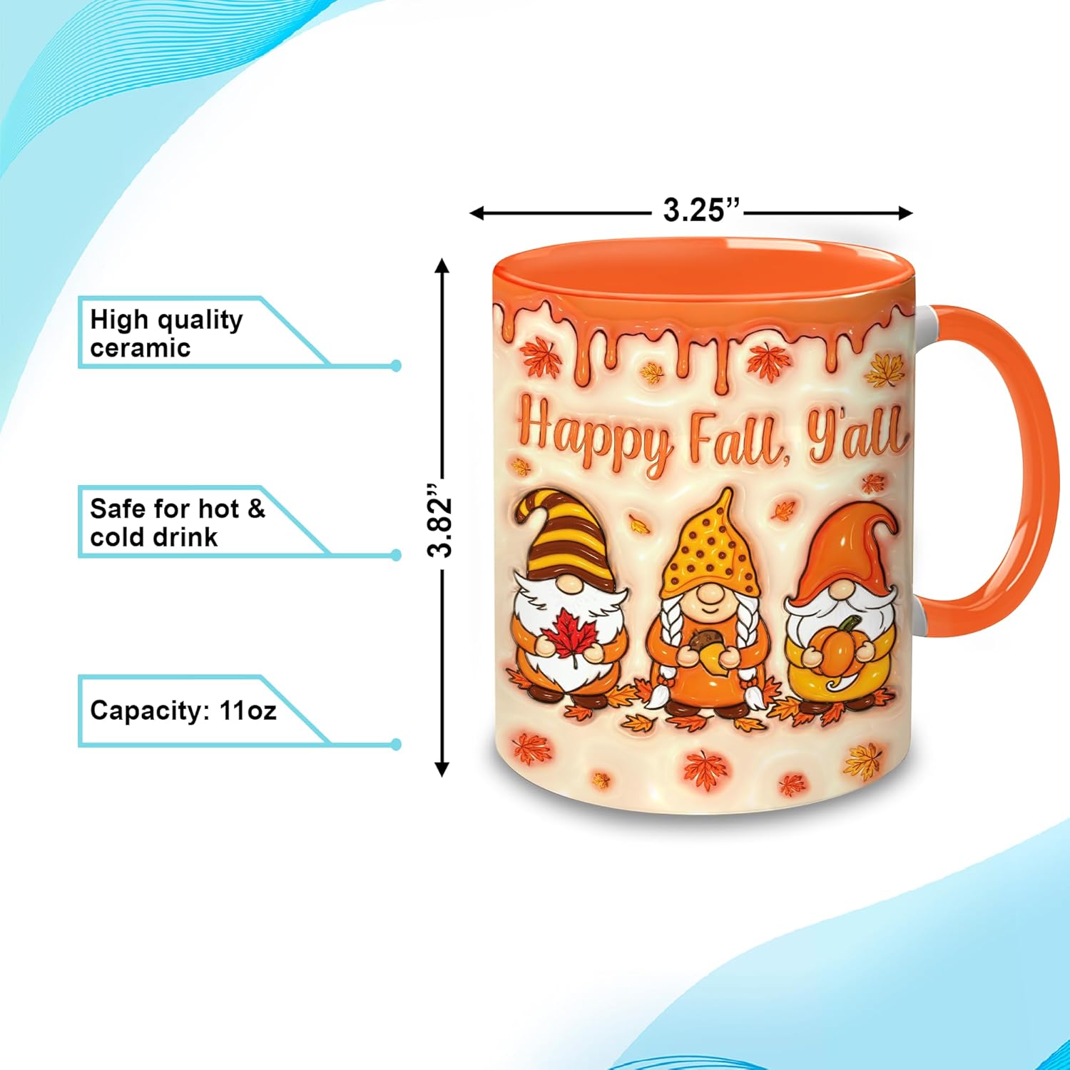 Hyturtle Fall Gnome Coffee Mug 11oz – Autumn Mug With Maple Leaf Keychain – Gnome Gifts For Women, Fall Cups, Cute Autumn Coffee Mug For Thanksgiving & Farmhouse Decor - Image 4