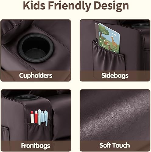 Miniatura 52 de MCombo Sillón reclinable para niños grandes a partir de 3 años, silla reclinable para niños pequeños con portavasos, piel sintética, 7322 (violeta)