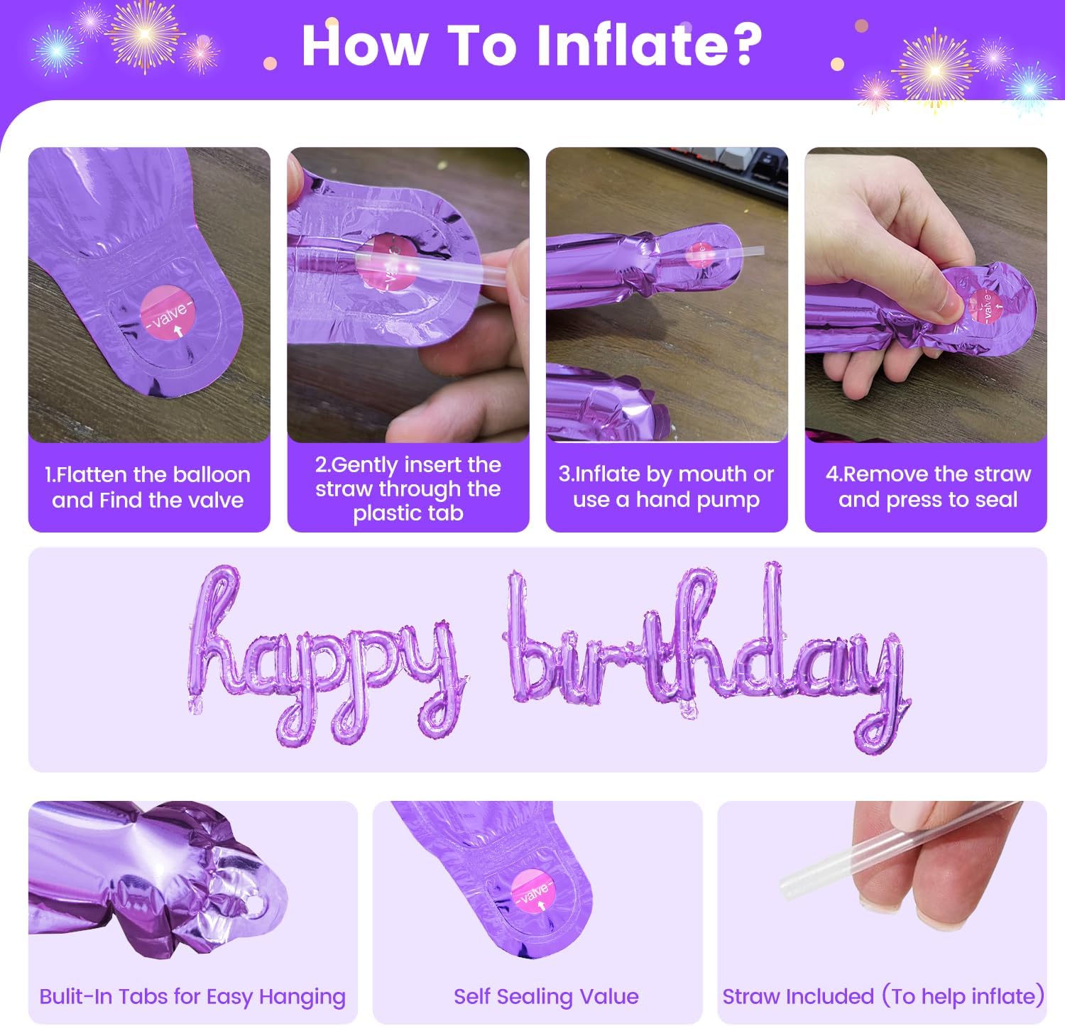 21st Birthday Decorations for Girls Her, Purple Black Happy 21st Birthday Bday Party Supplies. thumbnail