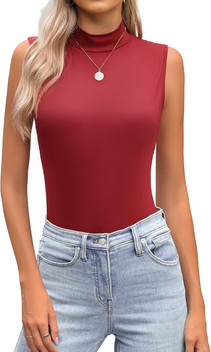 Zeagoo Womens Mock Turtleneck Tank Tops 2026 Slim Fitted Sleeveless Top Stretchy Basic Casual Layer Tee Shirts