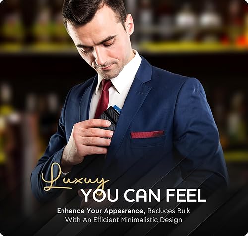 Miniatura 7 de Billetera de cuero con clip para dinero, bolsillo frontal delgado, bloqueo RFID con imán súper fuerte