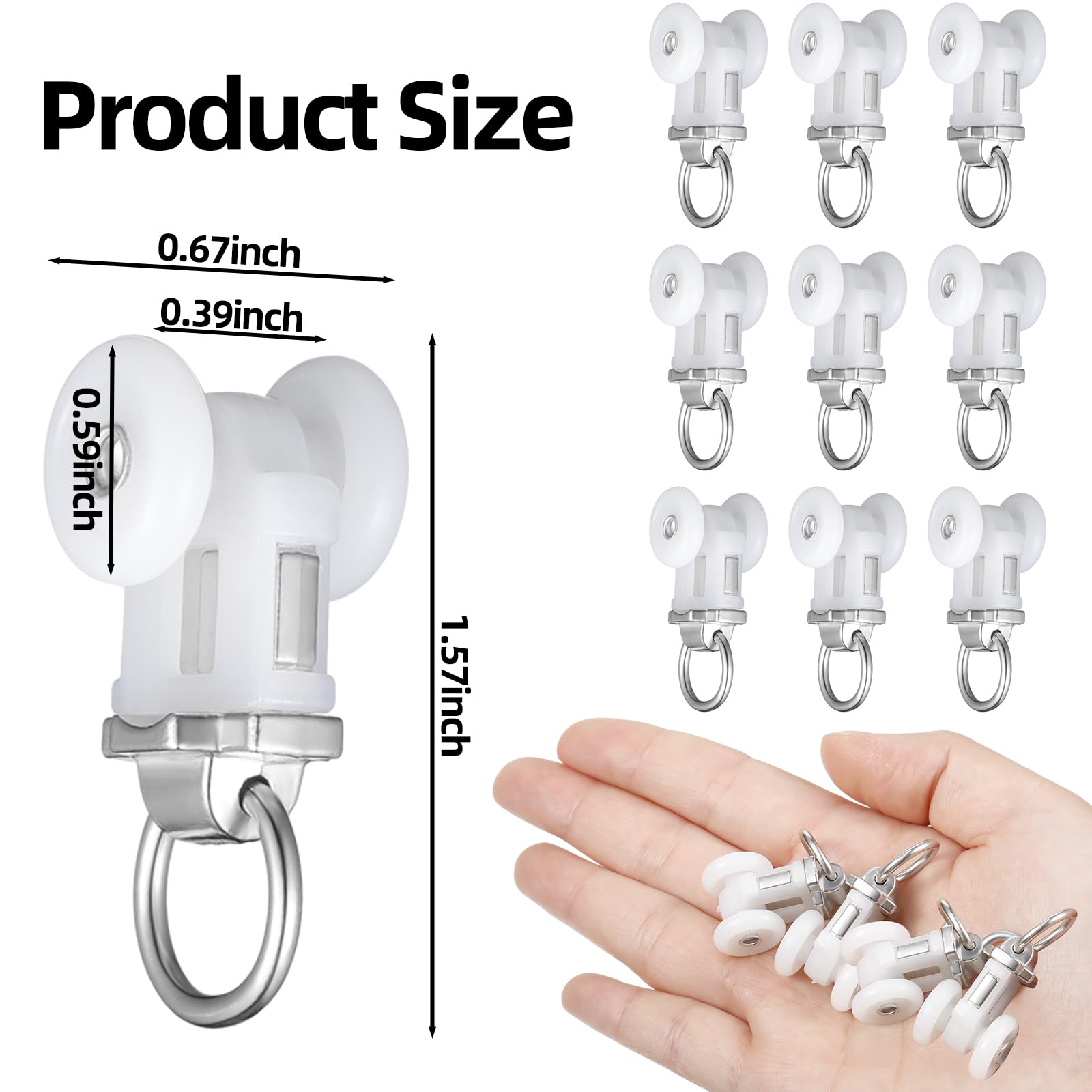 Barydat Curtain Track Roller Hooks Rail Pulleys Runners Plastic Ceiling Gliders Window Rod Dual Wheel Roller Carriers Mounted Curtain Track for Window Rail Rod Room Dividers(30 Pcs)