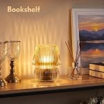 Small Battery Operated Lamp with Timer, Mushroom, Amber | Cordless, Glass, Tiny, Home Decor, Table, Shelf, Bedroom, Entryway, Kitchen, Bathroom, Birthday Gift for Women