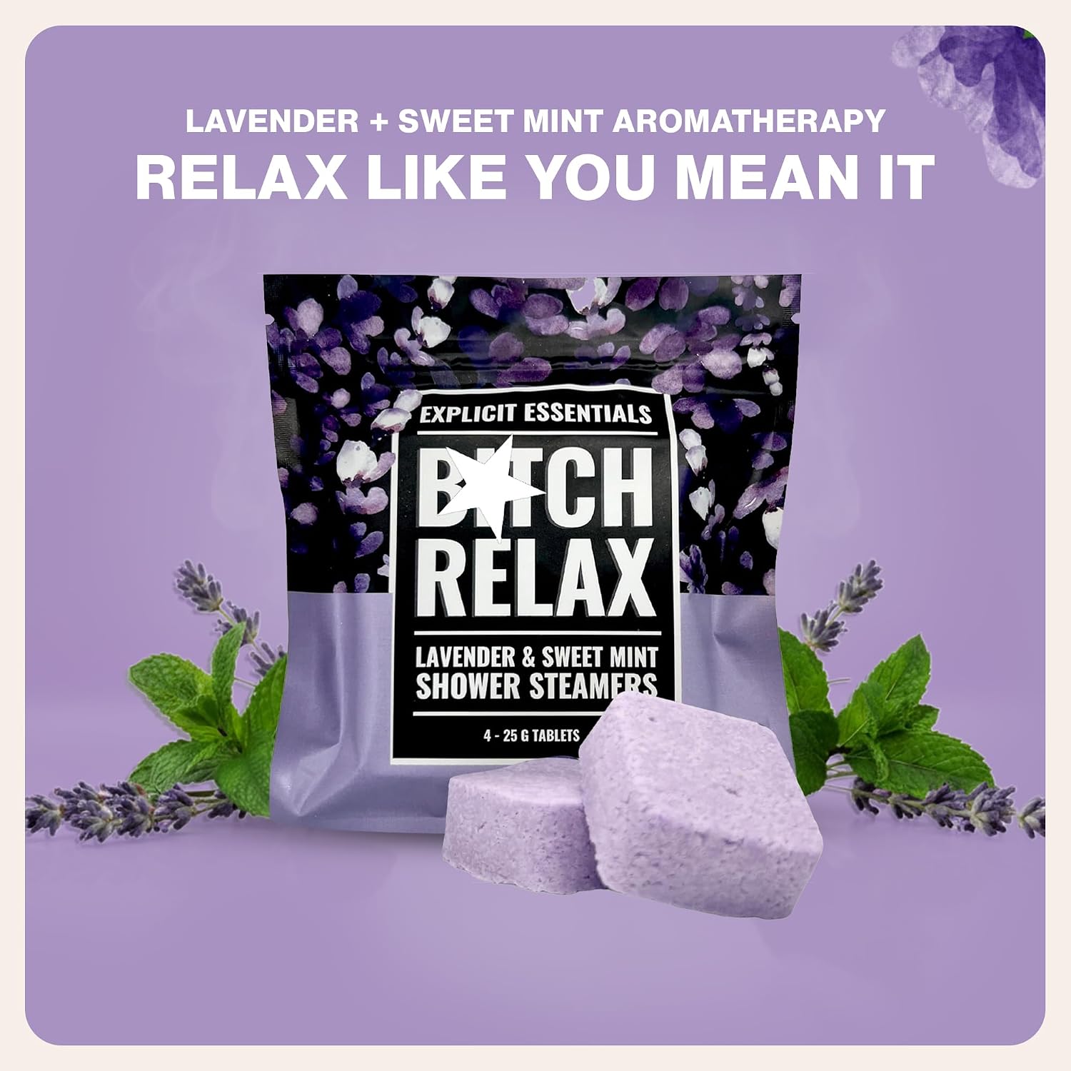 Explicit Essentials B Relax Shower Steamers | Lavender Mint Aromatherapy Shower Steamers for Relaxation & Stress Relief | Spa Shower Gift for Self-Care, Birthdays & Holidays image 5