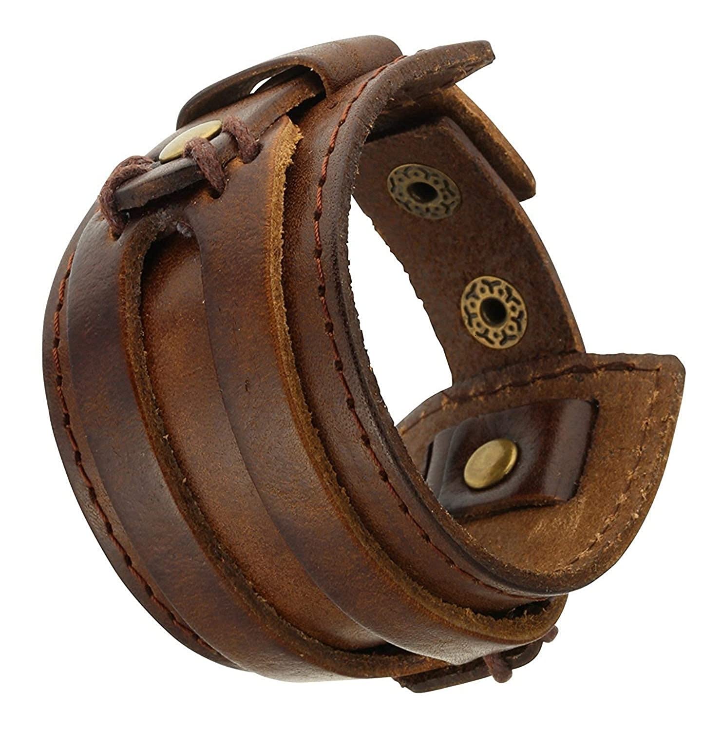 Jewelgenics Brown Leather Wrist Band Bracelet for Men (B0D1KKJCYB) Amazon Price History, Amazon Price Tracker