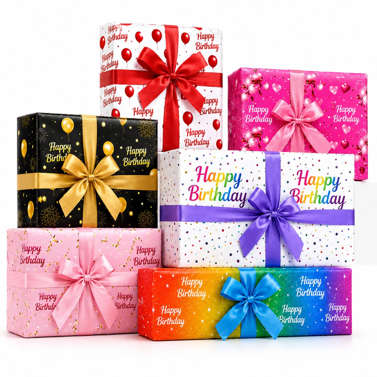 GIFLY Birthday Wrapping Paper 6 Sheets (70 × 50 cm) – Colourful Gift wrapping paper for Kids, Boys & Girls, Birthday Gift Wrapping Paper, Party Gift Wrap, Decorative Wrapping Paper for Celebrations