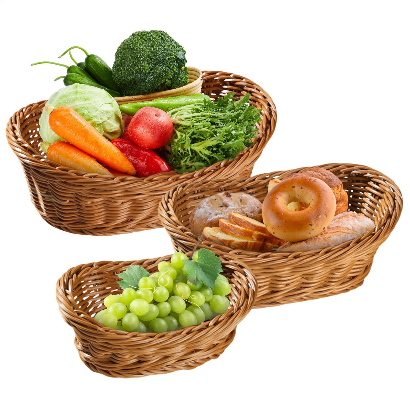 Boîtes de rangement alimentaires avec panier en imitation rotin ovale de table