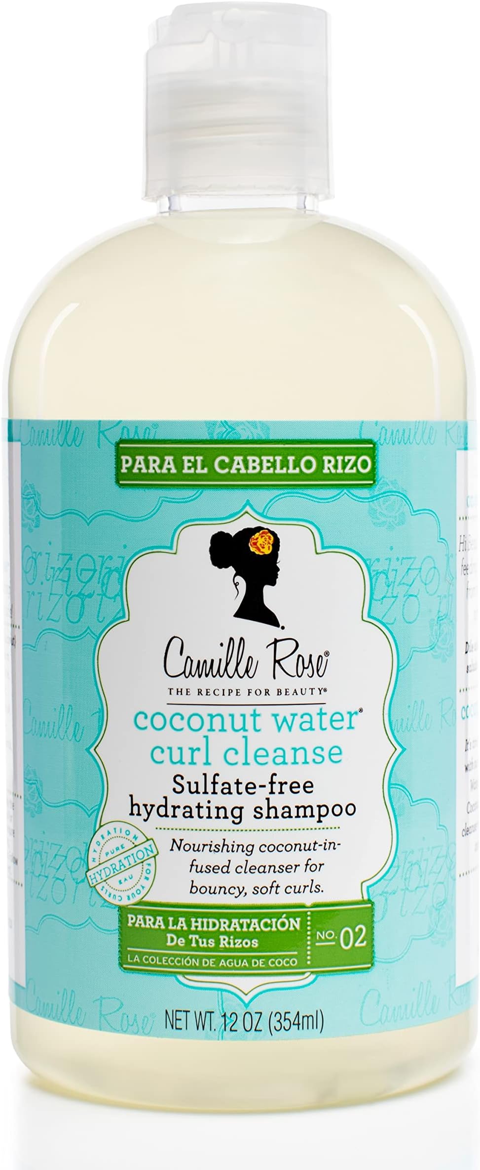 Camille Rose Coconut Water Curl Cleanse, Sulfate Free Hydrating Shampoo, with Coconut, Castor, and Rosemary Oils, for Soft Bouncy Curls, 12 oz