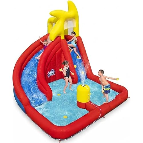 Bestway H2OGO! AstroSplash Inflatable Water Slide Park, Bounce House with 8 Reusable Sponge Soakers, Kids Backyard Toy, Ages 5+