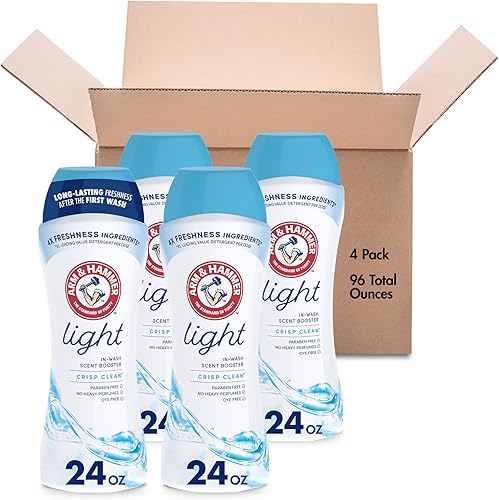 Arm & Hammer Light In-Wash - Potenciador de aroma Crisp Clean de 24 onzas (paquete de 4)