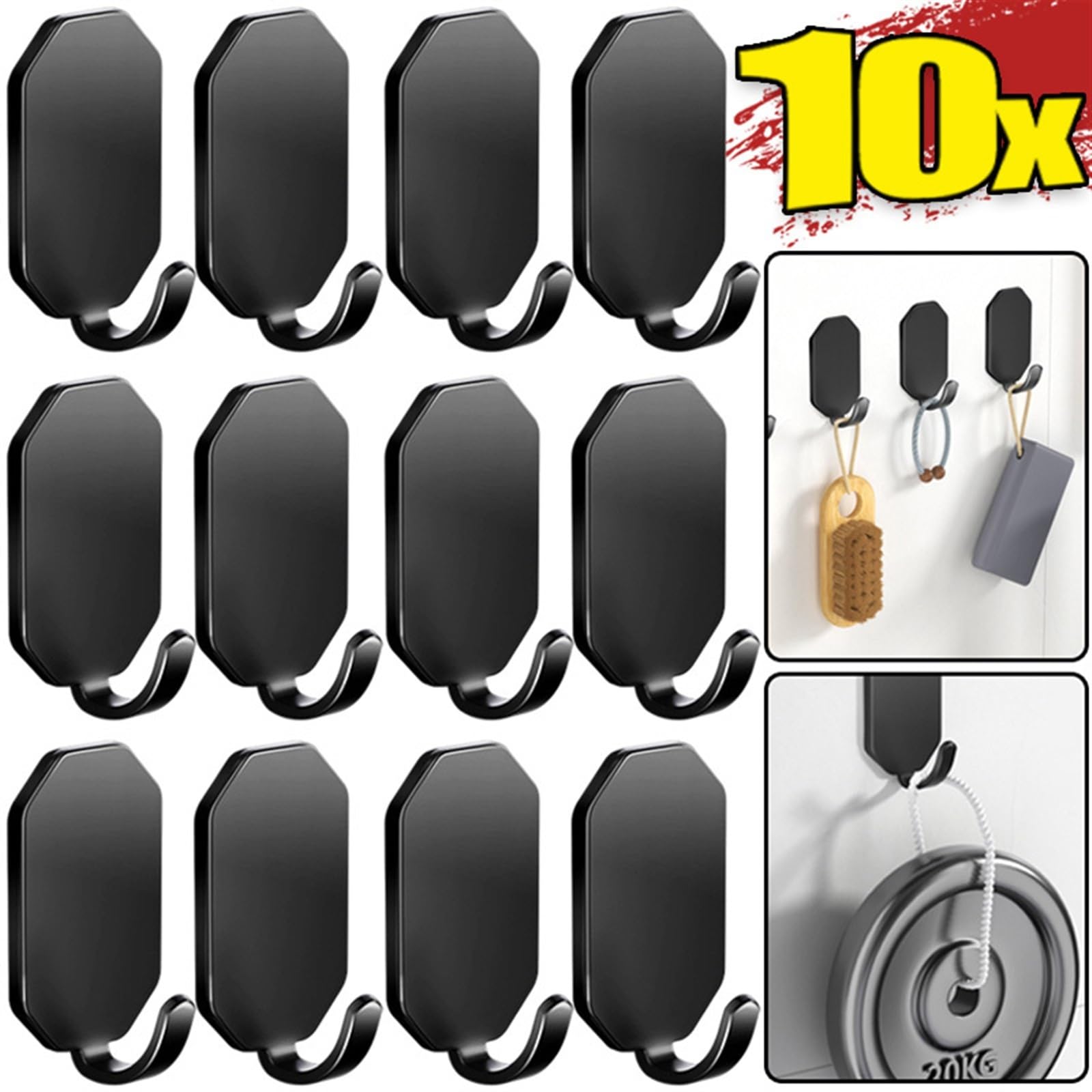 ganci appendiabiti 1/10 Pezzi Ganci Adesivi Da Parete In Acciaio Inossidabile Resistenti Impermeabili Bagno Di Casa Appendere Asciugamani Chiavi Borse Cappotto