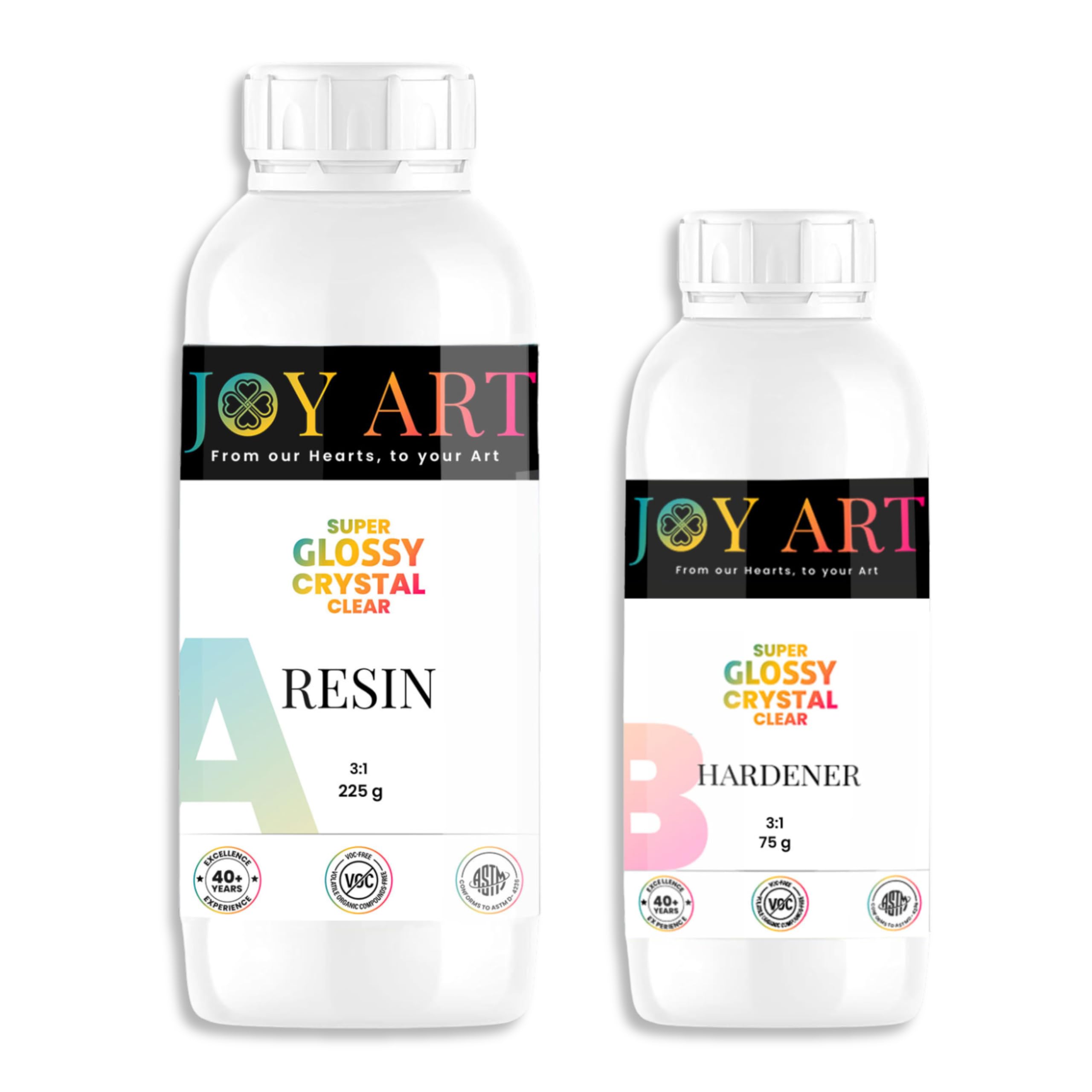 - Crystal Clear UV-Resistant Epoxy Resin Art Kit 300 gm 3:1 | High Gloss Bubble Free Long-Lasting, Smooth Finish, Non-Toxic, Easy to Use with Self