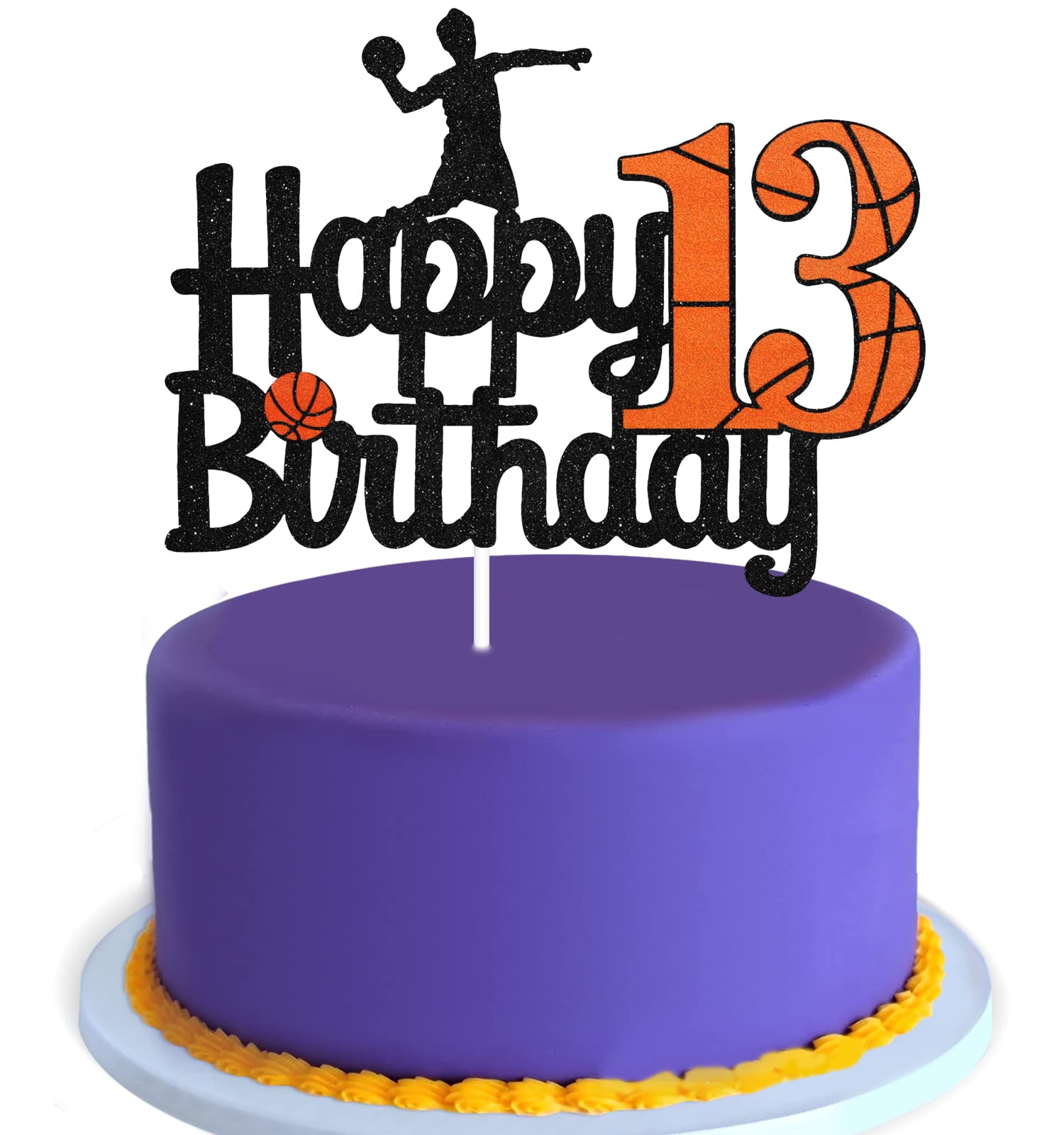 WRACKKIAR Basketball Cake Topper For 13th Birthday - Basketball Themed Party Decoration & Photo Prop