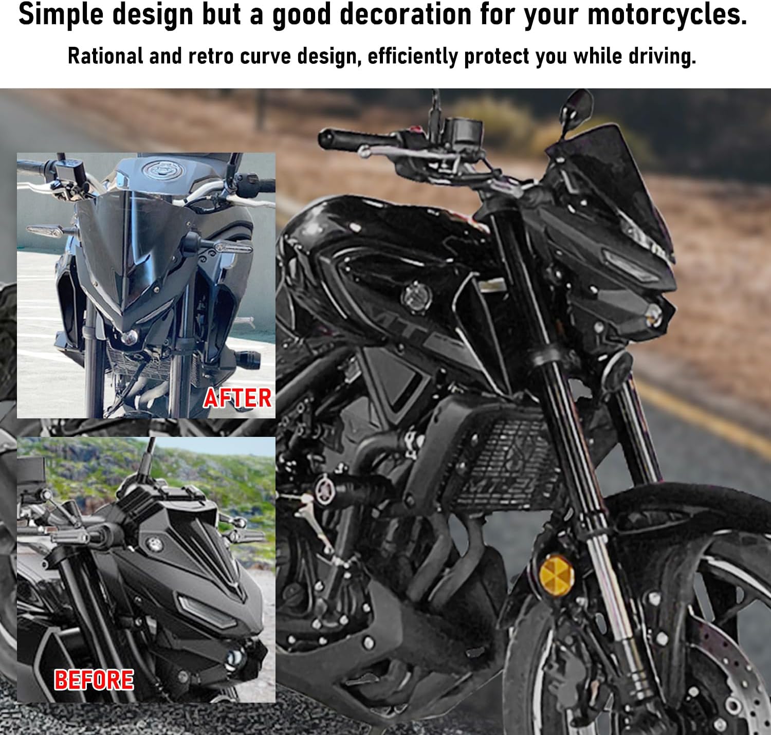Motorcycle Windshield Windscreen Wind Deflector with Bracket Compatible with MT03 MT25 MT-03 MT-25 2020 2021 2022 2023 2024, Double Bubble Flyscreen Sports Visor Protector, Smoke