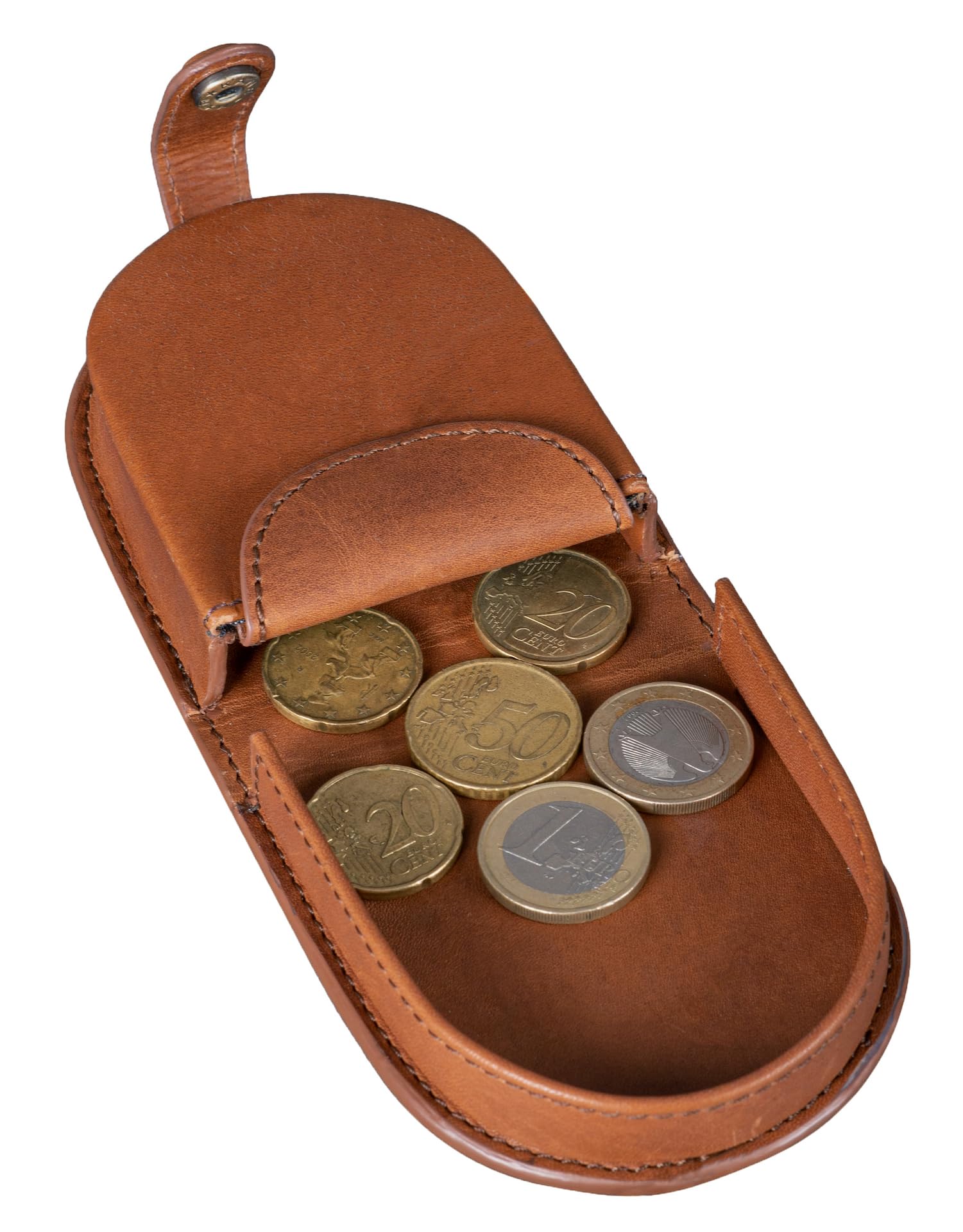 Benthill Kleine Münzbörse Leder | Lederbörse für Münzen | Echt Leder Kleingeldschütte für Münzen | Wiener-Schachtel | Schüttelbörse,Farbe:Braun