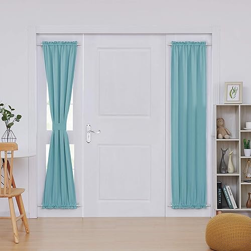 Miniatura 114 de Deconovo Cortina opaca de Navidad para puertas de vidrio y luces laterales, panel de privacidad con aislamiento térmico con doble bolsillo para