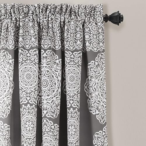 Miniatura 6 de Lush Decor Cortinas de medallón a rayas de tela mandala bohemio damasco impresión filtro de luz para ventana, sala de estar, comedor, dormitorio