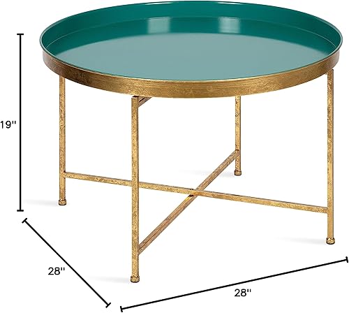 Miniatura 22 de Kate and Laurel Celia - Mesa de centro redonda con espejo Blanco/Dorado,Negro/Oro,Bronce,Oro,Gris/dorado,Azul marino/dorado,plateado,Turquesa/Dorado