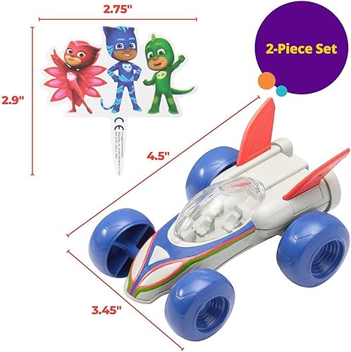 Miniatura 6 de DecoSet PJ Masks Save the Day - Decoración para tartas, 2 piezas de decoración para tartas con auto de ruedas libres y Catboy, Owlette y Gekko Pic