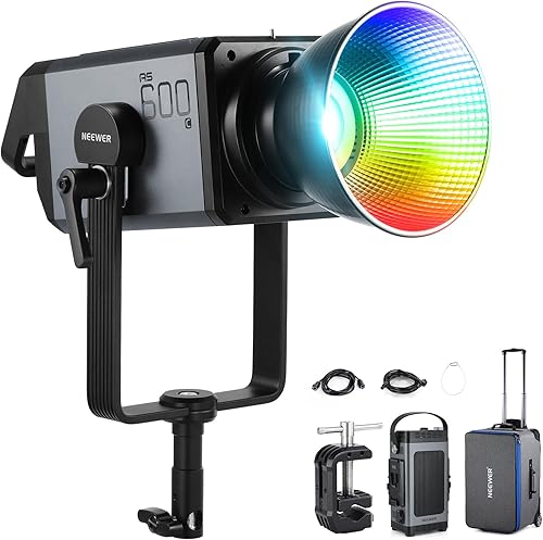 Miniatura 12 de NEEWER CB200C 200W RGBWW COB Luz de Video LED, APP/2.4G 360° Color 2500K-7500K (Duv±0.0003) 23000lux/m Cáscara Metálica Bowens Salida Continua
