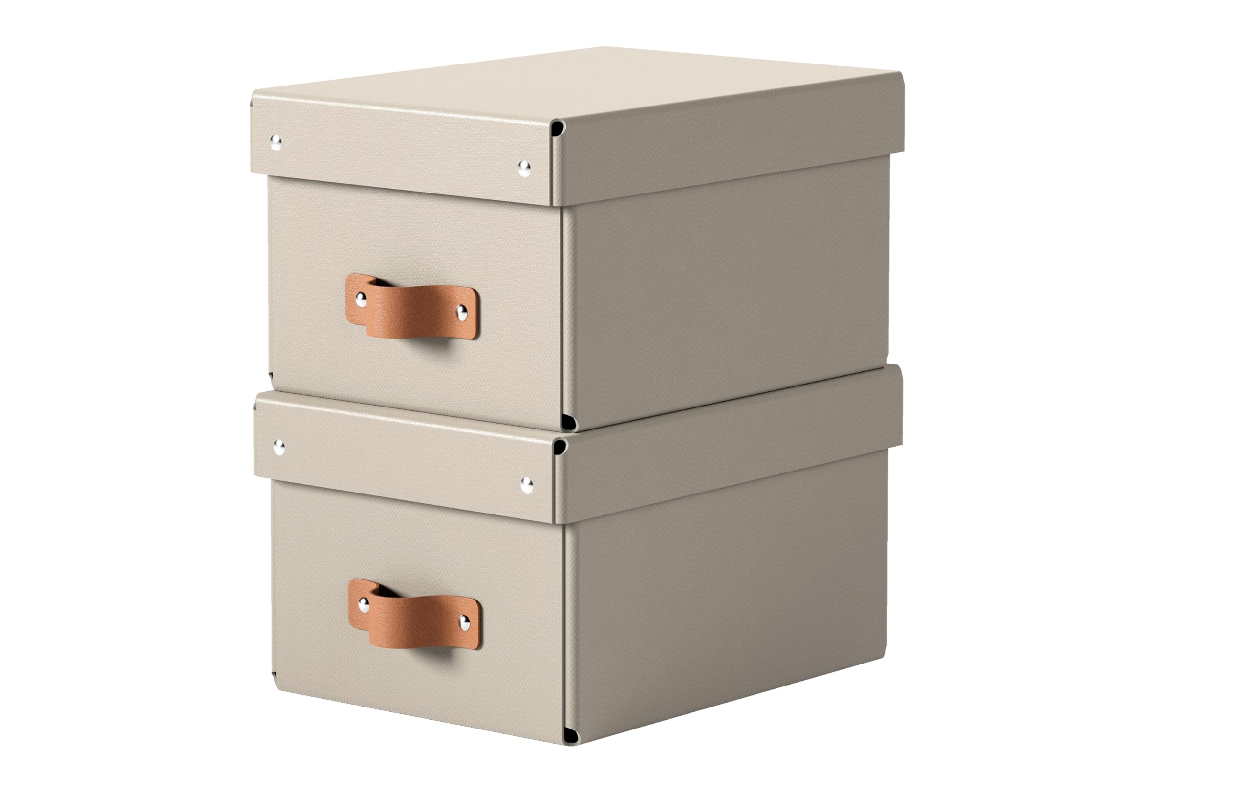 Leitz Puro Caja de Almacenamiento Pequeña con Tapa - Set de 2 Cajas de Almacenamiento, Compatibles con Cubos y Estanterías, Organizador Apilable 7L, Apto para Hogar y Oficina (20 x 28 x 15 cm, Beige)