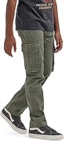 Wrangler Boys' Charge Cargo Pants - Stretchy Straight Leg, Adjustable Waist, Durable 6-Pocket Design for Active Kids