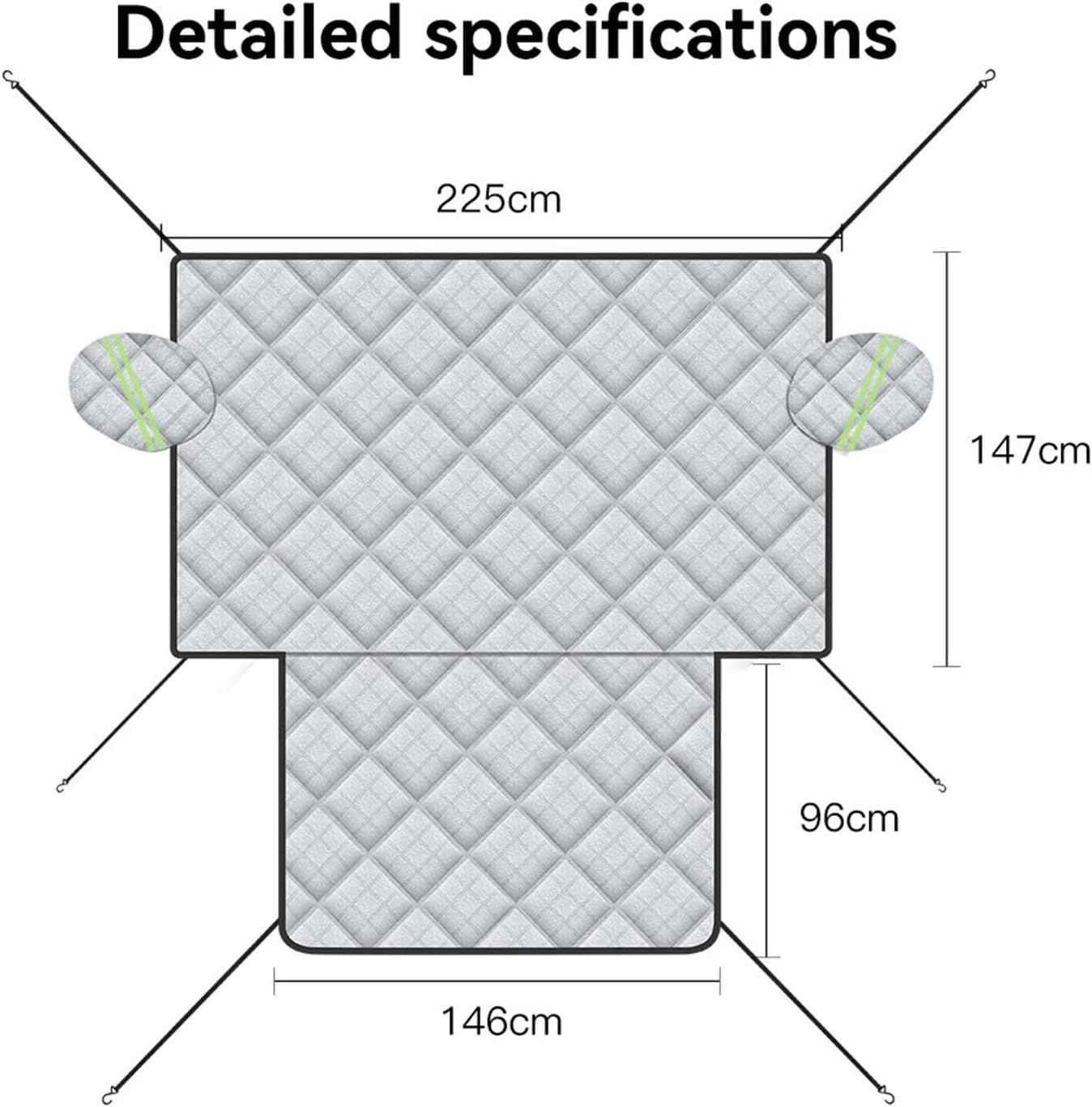 Snow Protection for Cars Car Front Windshield Snow Cover with Reflective Strips Waterproof Frost Protector(Aluminum Foil L)