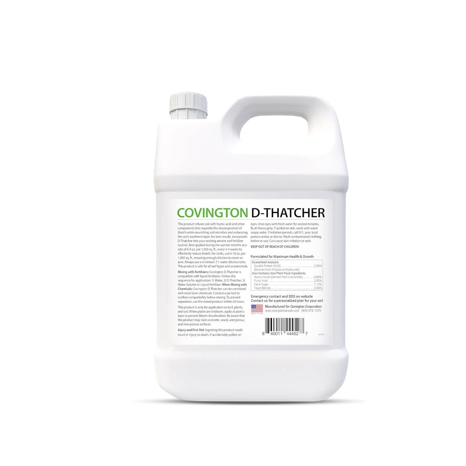 Covington PRO-LINE D-Thatcher Liquid Dethatcher (1 Gal) – Lawn Thatch Remover & Soil Softener, Grass Clipping Breakdown for Healthy Lawns & Gardens – Dethatcher and Aerator, Safe for Kids & Pets