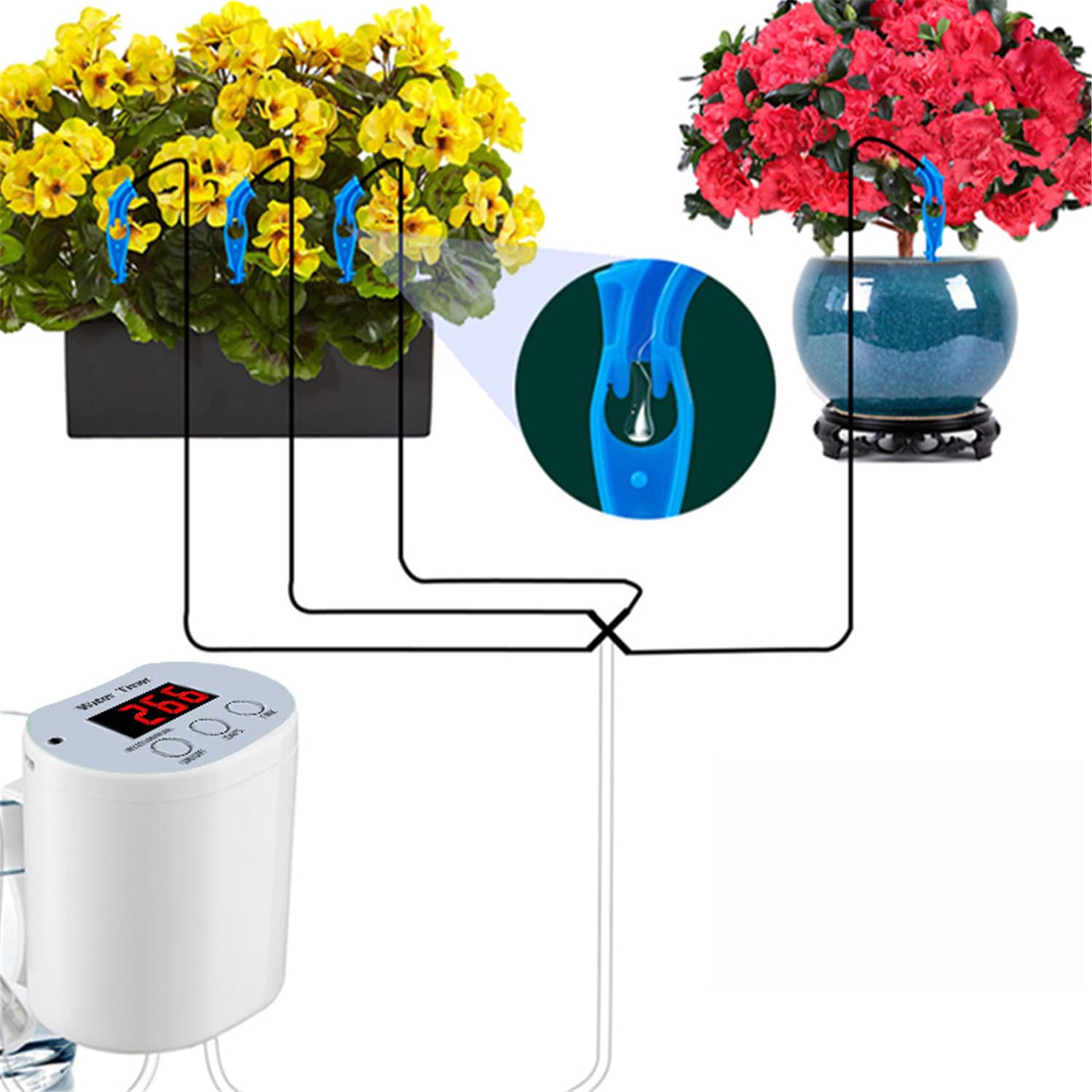 Système d'arrosage automatique des plantes, kit d'irrigation goutte à goutte programmable, outil d'arrosage automatique pour plantes d'intérieur, appareil d'économie d'eau pour les vacances