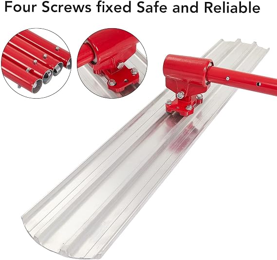 Bull Float Magnesium Concrete Float, 36 x 8 Round End Concrete Float Tool Cement Tool, Concrete Kit Bull Float with 4 Float Handle Bracket Concrete Tools Finishing(RED)