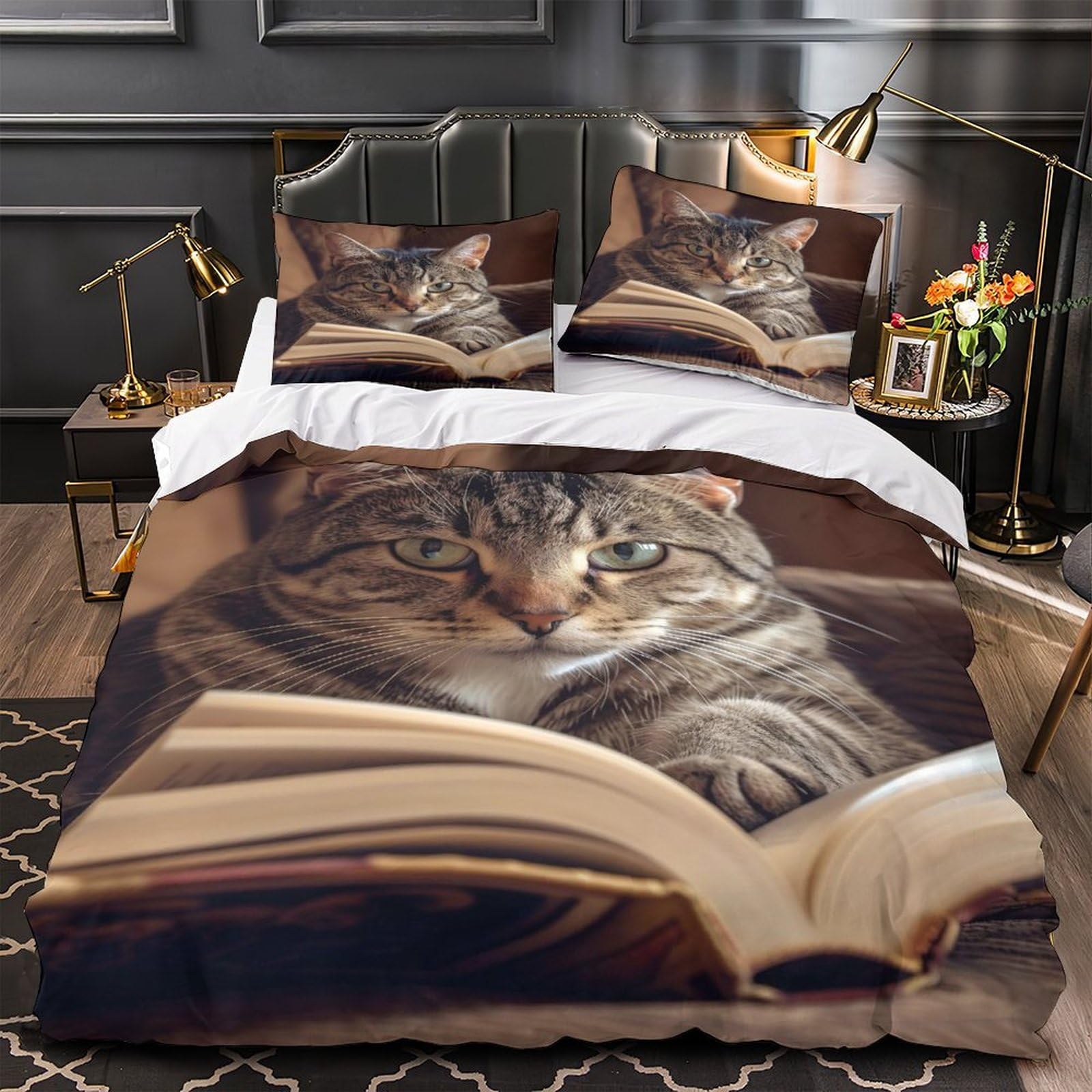 Housse de couette chat tigré en cadeau parfait pour la chambre d'une fille ado