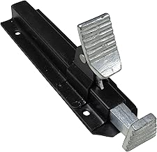 Heavy Duty Foot Operated Bolt (Gate Door Footbolt Floor Lock Galvanised Black) (Black)