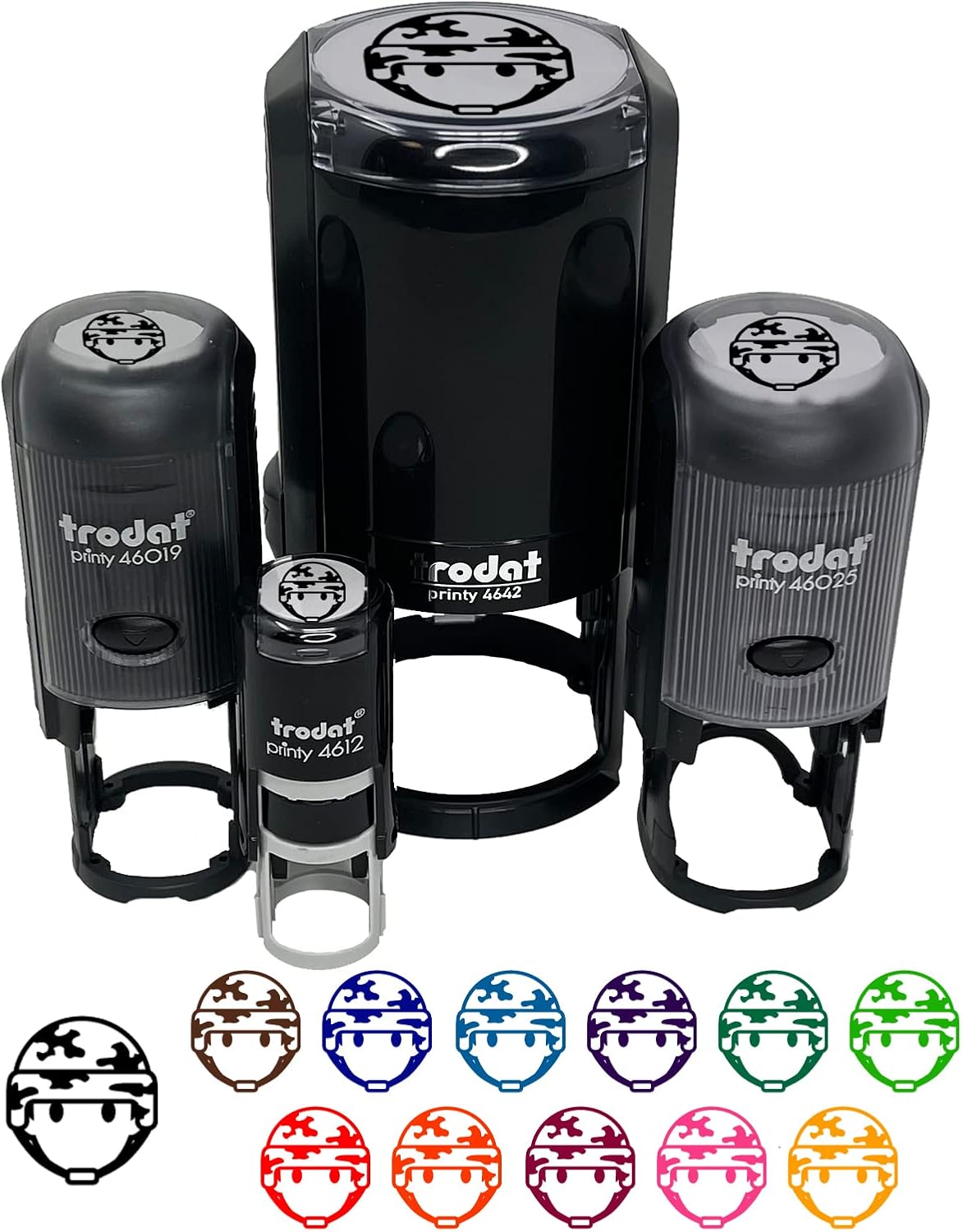 Occupation Military Soldier Icon Self-Inking Rubber Stamp Ink Stamper for Stamping Crafting Planners - 1-1/2 Inch Large - Black Ink