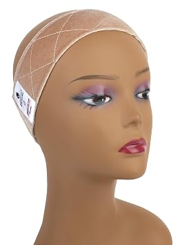 MainBasics Wig Grip Band for Keeping Wigs in Place Adjustable Velvet Wig Headband Beige