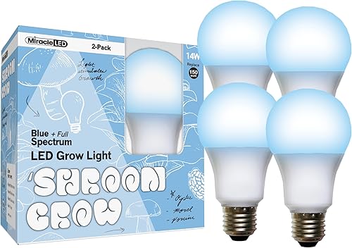 Miracle LED Shroom Grow - Bombillas LED de cultivo para interiores para ostras, shiitake, leones, hongos, etc. con luz diurna absoluta + espectro