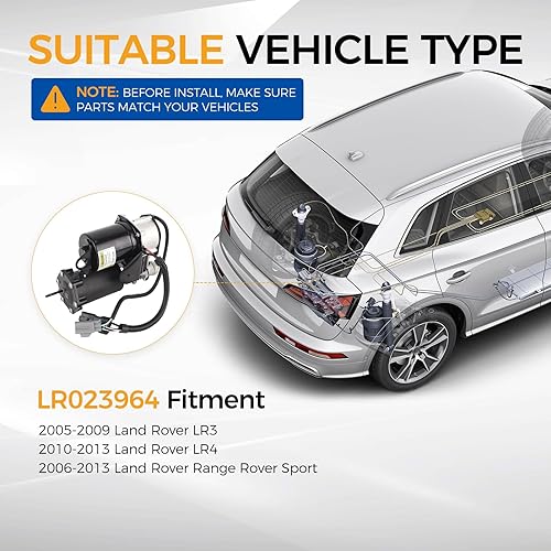 Miniatura 3 de PAROD Bomba de compresor de suspensión neumática LR023964 apta para Land Rover LR3 2005-2009, Land Rover LR4 2010-2013, Land Rover Range Rover Sport