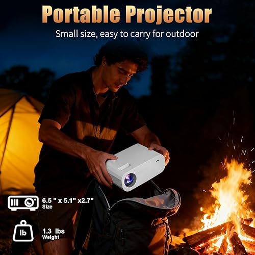 Miniatura 8 de Mini Proyector con WiFi y Bluetooth, Proyector Inteligente Compatible con 1080P con Aplicaciones Integradas, Proyector de Películas al Aire Libre