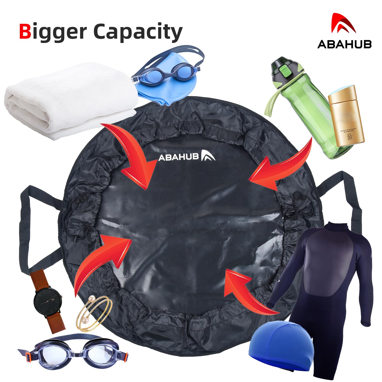 Abahub Impermeabile Muta da Sub Tappetino Cambio Rapido,Design 2 in 1 Rimovibile Tappetino Impermeabile Borsa da Spiaggia,Tappetino in Neoprene + Dry Bag,Adatto per Surf, Nuoto e Immersioni