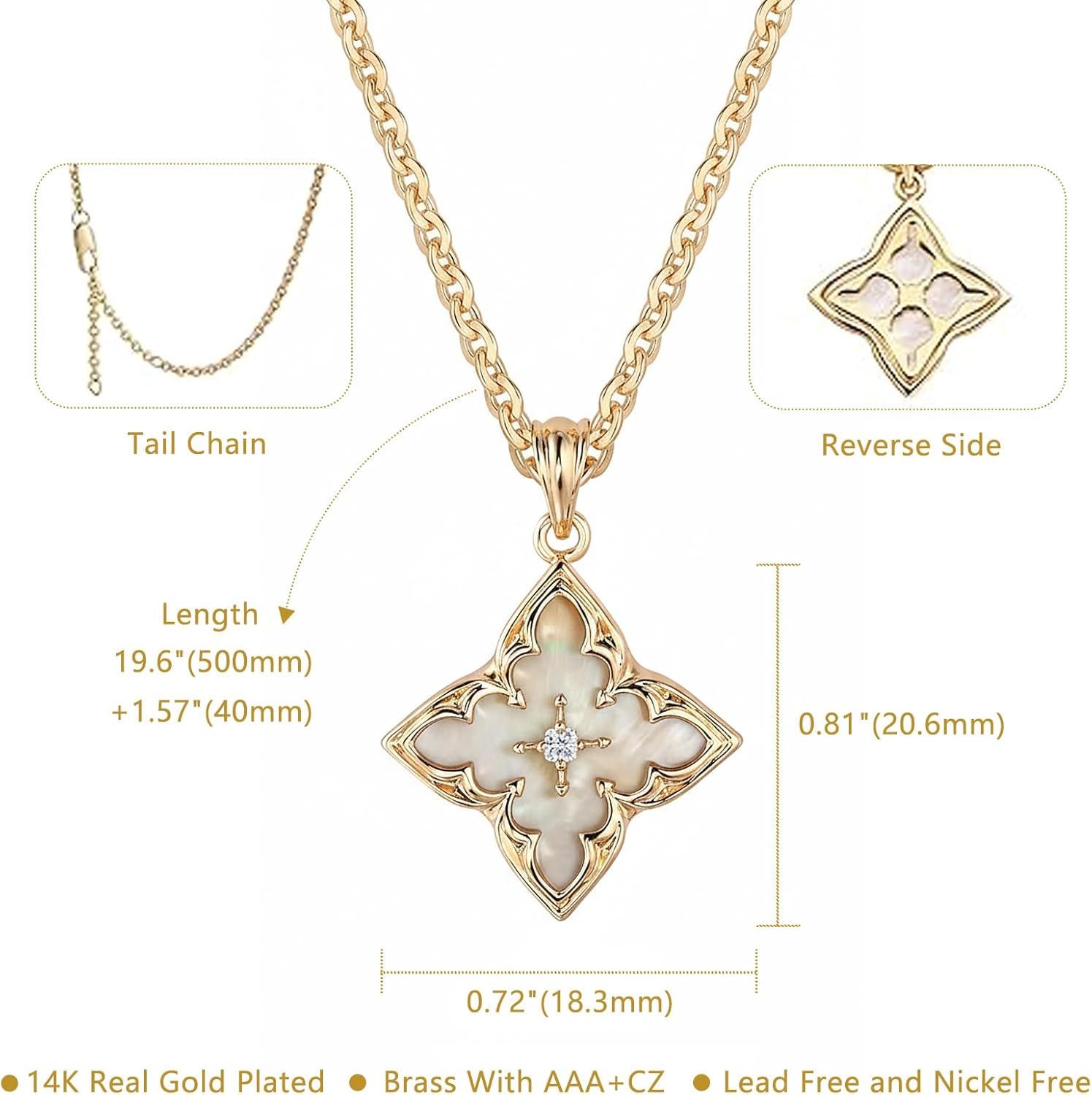 Gold Clover Necklace for Women Dainty 18K Gold Plated CZ Pendant Necklace Adjustable Chain Choker for Women Charm Trendy Jewelry Gifts - Image 2