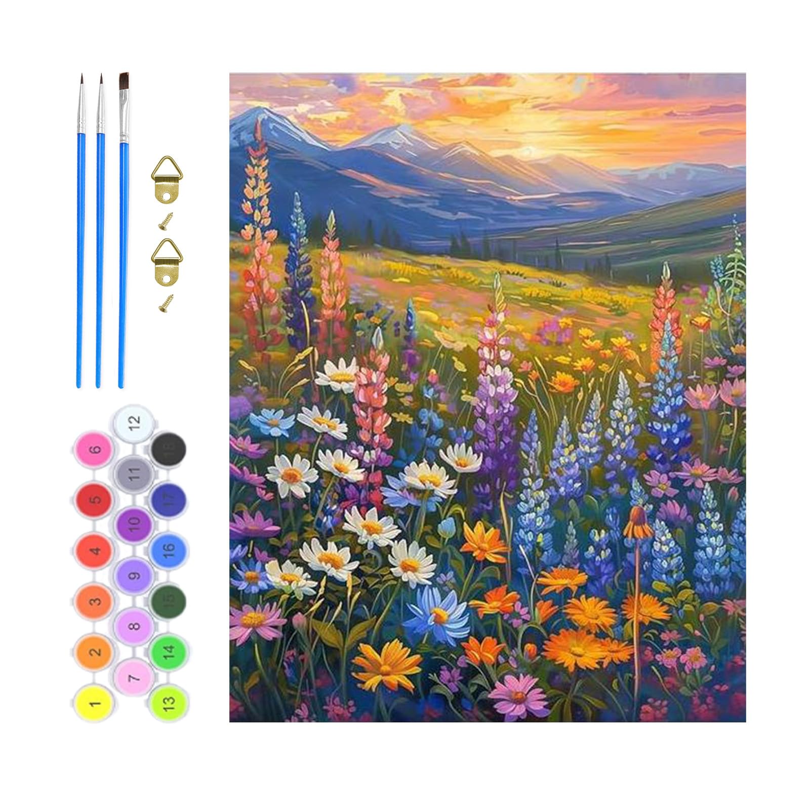 GHHKUD Blooming Wildflowers Paint by Numbers for Adults, Painting by Number Kits On Canvas Without Frame, DIY Color Oil Painting Acrylic Paints Art Crafts Kits for Home Wall Decor 12X16 Inch