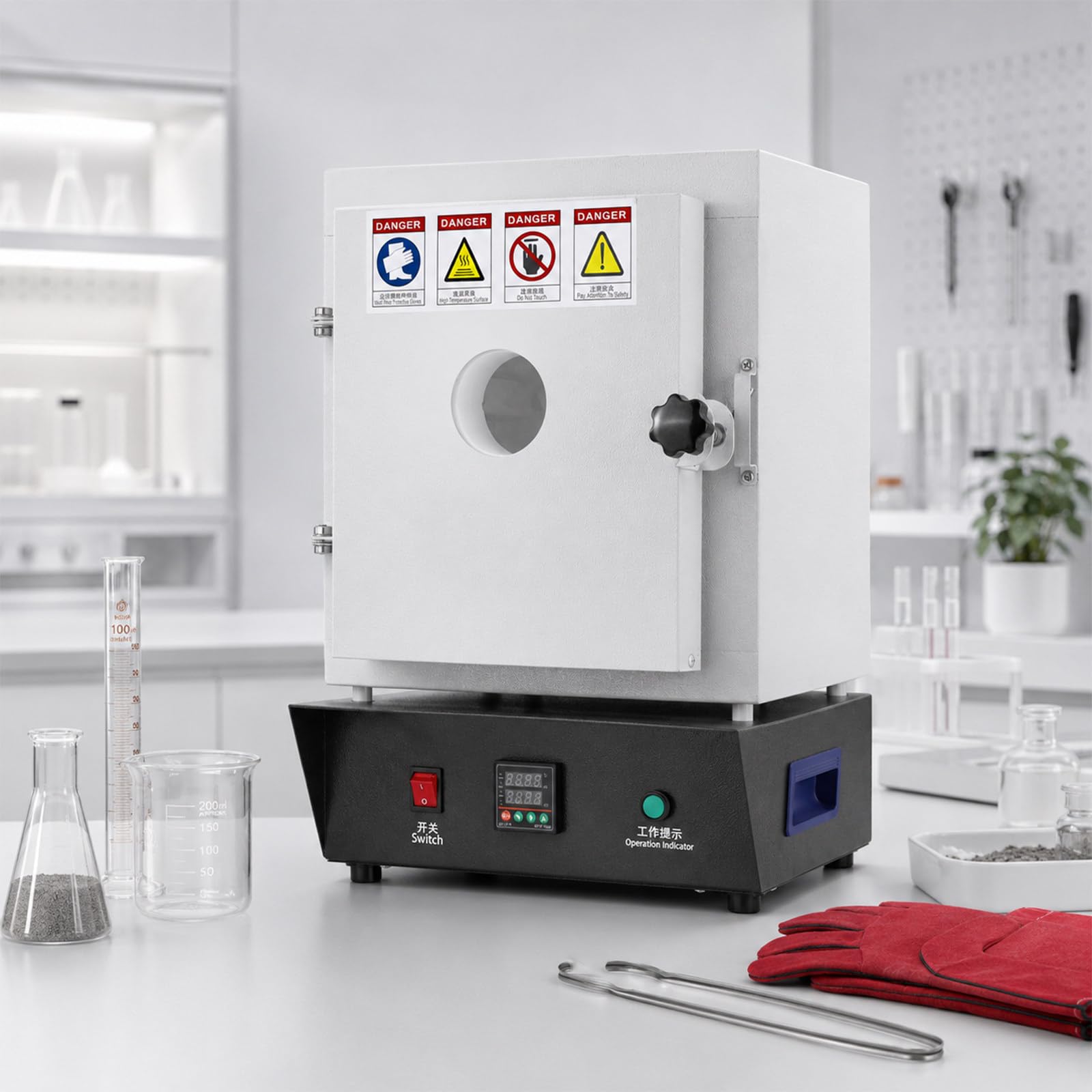 TBANVOO Electric Sintering Furnace & Pottery Kiln, 1500W 1150℃ with PID Temp Control & Observation Window, for DIY Projects & Plaster Baking, Home Ceramics