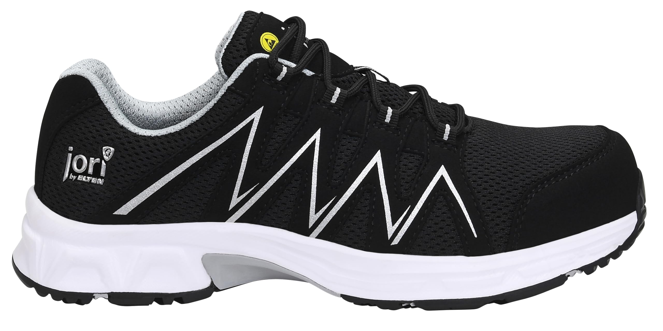 JORI Sicherheitsschuhe jo_Speedy Black-Silver Low ESD S1PS, Damen und Herren, Textil, Kunststoffkappe (Leichter als Stahlkappe), leicht, sportlich 40, Schwarz-Silber